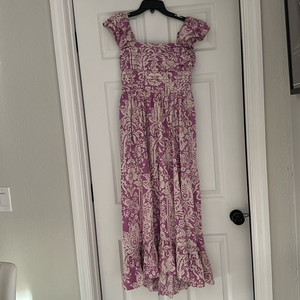 Lavender and white maxi dress
